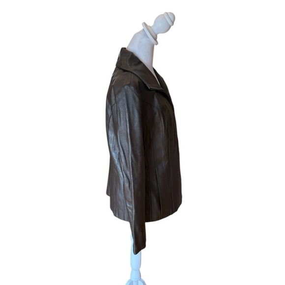 East 5th Leather Jacket Full Zip Womens Medium Petite Chocolate Brown - Picture 3 of 10